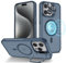 iDoer für iPhone 15 Pro Hülle,kompatibel MagSafe,Versteck Ständer Handyhülle,mit Kamera Schutzfolie,Dünn Magnetische Schutzhülle,Apple 15 Pro Case Matte,blau