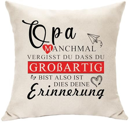 Hasodeo Opa Wertschätzung Geschenke für Männer Opa Kissenbezug für Großvater Geburtstag Weihnachten Kissen Taille Pflege Deko 45x45cm (Opa)