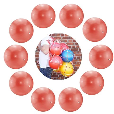 ATC Handels GmbH Soft Pilates & Yoga Ball Sets inklusive Ballnetz für Fitness, Entspannung und Spaß (Rot, 10 Bälle + 1 Ballnetz)
