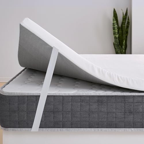 Topper 180 x 200 viscoelastico. Coprimaterasso in schiuma con memoria adattabile a tutti i materassi. Ipoallergenico e traspirante. Carbonio attivo. Lavabile Eross Confort