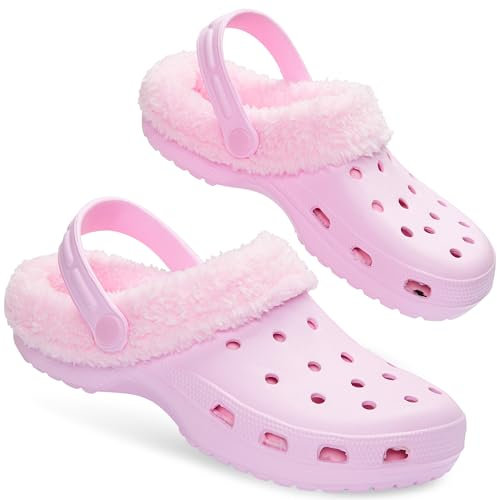 CityComfort Sabots Doublés Polaire Femme, Sabots de Jardin Femme Chaudes - Cadeau Femme (Rose Clair, 36 EU)