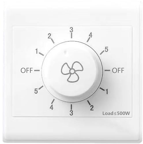 Osdhezcn Tipo 86 Regolatore di velocità del ventilatore a soffitto montato su superficie con regolazione a 5 velocità Controllo a parete facile da usare per ventilatore a soffitto Regolazione a 5