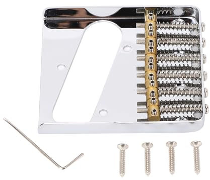 Pont de Guitare de 54 Mm pour Telecaster avec Selles en Laiton, Remplacement de Pont de Guitares électriques en Métal à 6 Cordes avec Vis à clé Hexagonale