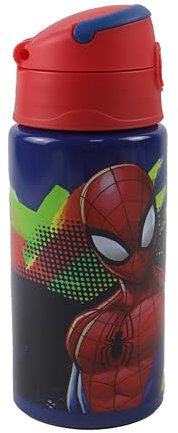 OM SUPPLIES Gourde de sport réutilisable en aluminium avec personnages Spiderman 500 ml – Vacances, rentrée scolaire, déjeuner pour enfants (Spiderman 1)