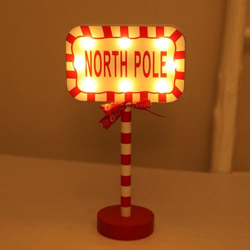 Decorazioni natalizie Cartello del Polo Nord con luce LED Supporto da tavolo natalizio Decorazione for interni Casa Ufficio Festa di Natale Cartello stradale di Natale Regalo di inaugurazione della ca