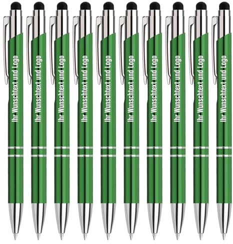 Gravurmaster 400 Stück Kugelschreiber mit Touchpen personalisierter Kugelschreiber mit Gravur Druckkugelschreiber Set, Druckkugelschreiber mit Wunschtext & Logo, Für Business, Büro, Schule unw.