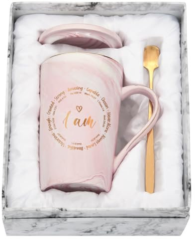 Joymaking Inspirational Christian Gifts: Coffee Mugs with Bible Verse, Spiritual Birthday Gifts for Women, 14 Oz Pink
