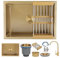 KOOGIMDDR Fregadero de 60 × 40 cm oro con grifo de acero inoxidable multifuncional para cocina esencial con drenaje dorado y componentes de montaje, con cesta de desagüe