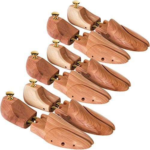 3x Real Red Cedar Wood Men's Shoe Stretcher - Premium Shoe Trees for Fresh Smell & Healthy Feet (UK 9-10 / EU 43-44)