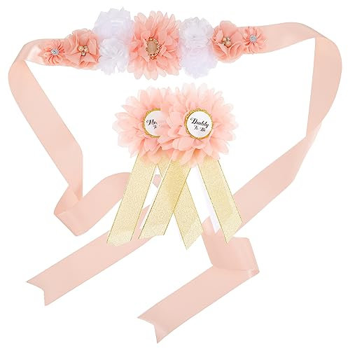 GAROZATION 1 Satz Mama wird Schärpe Babyparty mommy to be schärpe babyshowergeschenk Andenken an die Schwangerschaftsfotografie rosafarbenes Outfit Mami to be Schärpe und Anstecknadel Stoff