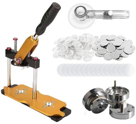 Button Badge Maker, DIY Badges Set, Rotary Badge Machine, with 100 Pcs Button Parts+Circle Cutter+Mold, for Custom Button Maker