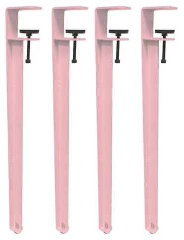 WEIDPHL Table Clamp Legs, Metal Adjustable Table Legs Set of 4 with Rubber Floor Protectors, No Punching Design To Protect The Desktop, Dining Desk Legs for DIY Table Furniture Console,Pink