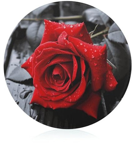 Chopping Block A Red Rose Glass Chopping Board Round Cutting Mat Glass Cutting Boards for Kitchen Charcuterie Board Portable Cut Mats Butcher Chopping Block