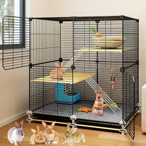 Cage d'intérieur cryptée pour lapin, clapier, grande cage à lapin, avec plateau et repose-pied