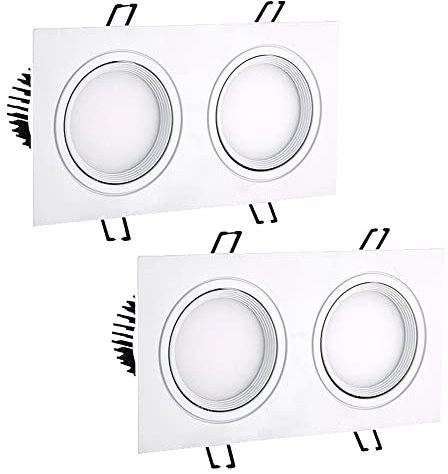 ZJHAHJY 2pack Gimbal Eyeball Recessed Lights Double Head Canless Downlight 10-60w High Brightness Retrofit Panel Light LED Disk Light 4000K