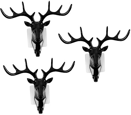 Garneck 3er Set Hirsch Kopf Wandhaken – Robuste Kleiderhaken Für Garderobe Und Flur - Stilvolle Tierform Für Und Garten - Ideal Als Dekoration Und Praktische Aufbewahrung