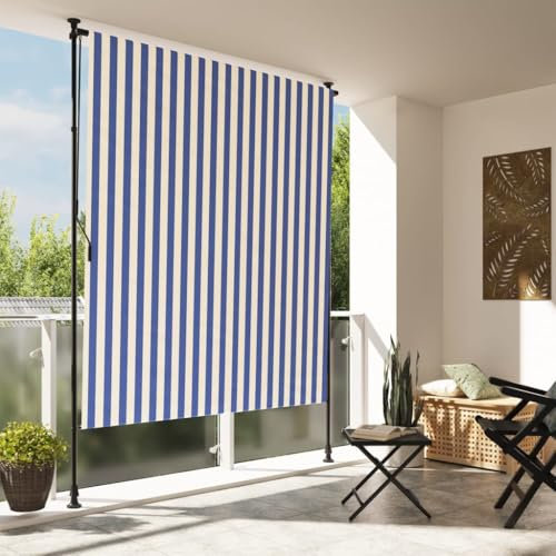 Gecheer Außenrollo, Einziehbarer Sichtschutz mit Kurbel, Höhenverstellbar, Stahlrahmen, UV-Schutz, 150x270 cm, für Terrasse und Balkon