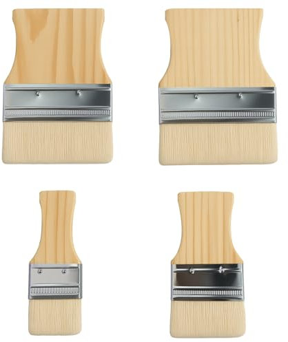 4 pinceles planos de paleta, mango de madera ancho, mango de madera de 2/3/4/5 pulgadas, cepillo suave, mango de madera, pinceles de lana para pinturas al óleo y acrílicas