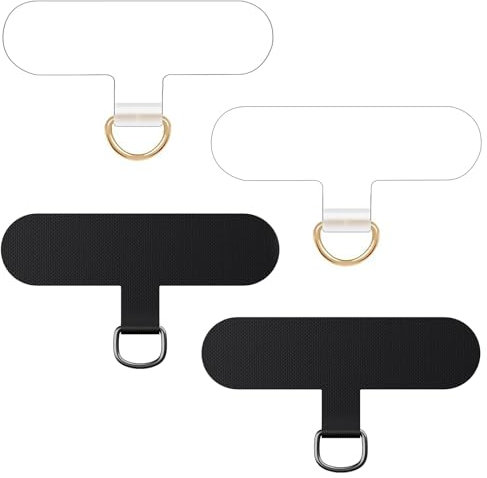 caslord 4 Stück handyband Universal Pads, Verwandelt Deine Hülle in eine handyband, Ultra-dünnes TPU-Plättchen passend für alle Standard Handyhülle -Schwarz+Klar