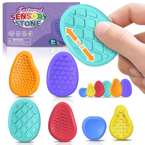 Bdwing Silikon Fidget Toys Sensory Stones, 6 Stück Sensorik Spielzeug Anti Stress Spielzeug, Worry Stone Stressabbau Reliever Geschenk für Kinder und Erwachsene, ADHS & Autismus Sensory Toys | Sensorik Spielzeug, Anti Stress Spielzeug, Für Kinder und Erwachsene, Stressabbau, ADHS & Autismus Sensory Toys