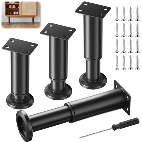 Lot de 4 pieds de meubles réglables en hauteur de 13 à 22 cm - Pieds de meubles réglables en hauteur - Pieds de lit - Pieds de support réglables - Pieds d'armoire - Pieds de table pour meubles - Pieds
