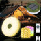 Yizhet 10m Camping Lichterkette Solar Aufrollbar 2 in 1 Wasserdicht Lichterkette mit 8 Beleuchtungsmodi Tragbare Wiederaufladbare Led Lichterkette für Camping, Wandern und Hofdeko(Warmweiß & Farbig)