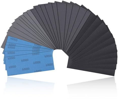 30Pièces Papier de Verre Fin,Poncer Poncage à Abrasif Sandpaper Feuille Toile Emeri Ponceuse,Bois Disque Polir Brillants Detail Grain,Machine Metal Meulage Platre Polissage,pour Voiture Carrosserie