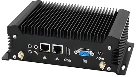 PeeliCeeli Lüfterloser Industrie-Mini-PC Core i5-10210U, Win 11 Pro/Linux/Embedded Mini-Computer, 2X RJ45 LAN, 2X RS-232 COM, 2 HD-Displays, Mikro-PC, OHNE RAM/SSD/Betriebssystem
