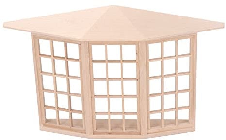 RiToEasysports 1/12 Dollhouse Bay Window, Exquisite Wooden Corner Window with Stickers, for DIY Doll House