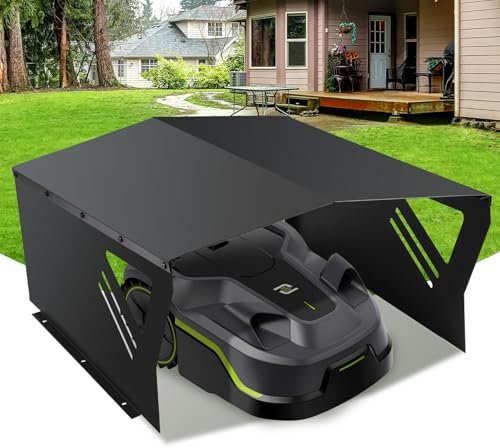 Jiubiaz Garage antipioggia, per robot tosaerba in materiale zincato, 78 x 60 x 34 cm, colore nero