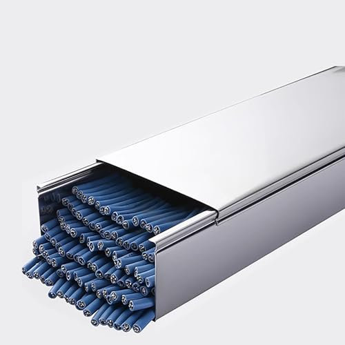 HDYZJQ cable trunking Cable Channels to Hide Wires, Stainless Steels Cable Trunking Raceway for Office/Warehouses/Workshop, Wall Floor Ethernet Wire Concealer(WxH-100x50mm)