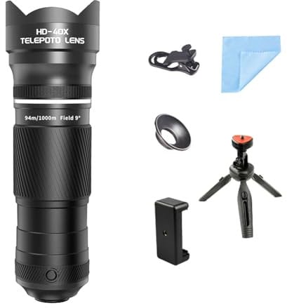 Uxsjakjsd 40X Zoom Telephoto Lens for Smartphones with Tripod-Ideal for Hiking, Camping, Wildlife Observation& Moon Photography A
