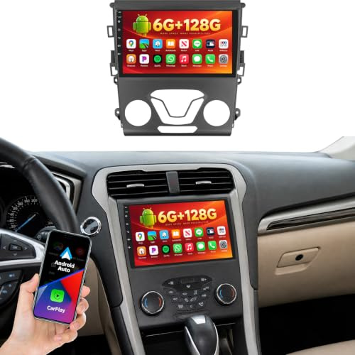 OiLiehu 6+128G 8 Core Android 13 Radio für Ford Fusion Mondeo 2013-2019 Doppel Din Radio CarPlay Android Auto Autoradio Mit Bildschirm 9 Zoll mit Bluetooth GPS FM RDS WiFi SWC DSP/EQ Rückfahrkamera