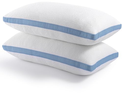 Hiimgo Pillows 2 Pack Shredded Memory Foam Pillows, 48x74cm | Restful Sleep, Hypoallergenic and Cooling, Machine Washable, 1 Pair