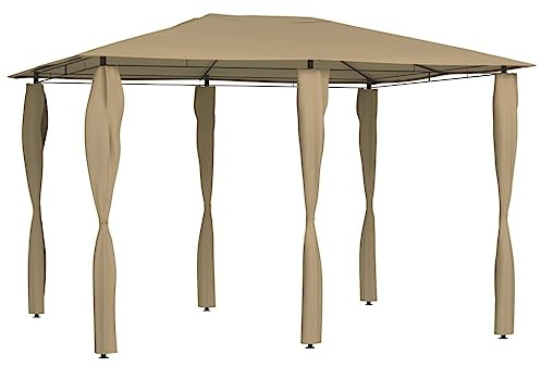 QJBSAVVA Pavillon 3x4 m Taupe mit 160 g/m² Dach und Pfostenabdeckungen aus Stahlrahmen Robuste Outdoor Überdachung für Garten Grill und Camping Feiern