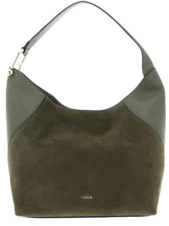 Furla Leder Schultertasche Lara Hobo Bag Toni Avocado olivgrün