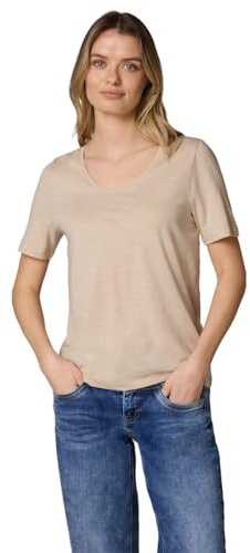 Damen Basic T-Shirt mit gerundetem V-Neck