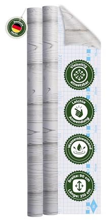 Veluxis Möbelfolie 2er-Set selbstklebend Holzoptik Eiche Weiß – 90 × 210 cm | zuschneidbar, rückstandsfrei entfernbar