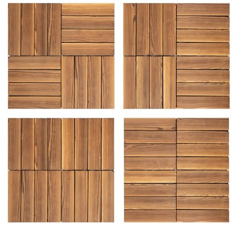 Pack de 36 baldosas de madera para balcón, azulejos de terraza, balcones con sistema de clic, baldosas, suelo de balcón, suelo de jardín, 30 x 30 cm