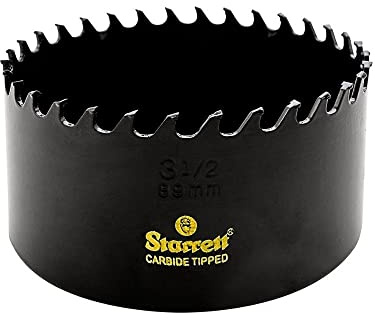 Starrett Tungsten Carbide Tipped Hole Saw - CT312 Deep Cut Holesaw Cutter - For Wood Suspended Flooring Reinforced Concrete & Fibreglass - 89MM