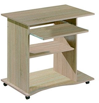 Inter Link – Schreibtisch – Laptoptisch – Computertisch - Auf Rollen – Ausziehbare Schublade – Mini Bürotisch – Laminatbeschichtet – 80 x 50 x 75cm - Sonoma Eiche Nachbildung– Durini