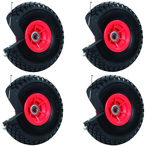 TRUTZHOLM 4x Sackkarrenrad Pannensicher 60mm Nabenlänge Ø 20mm 260x85 mm 3.00-4 PU Sackkarre Ersatzrad Rad Reifen