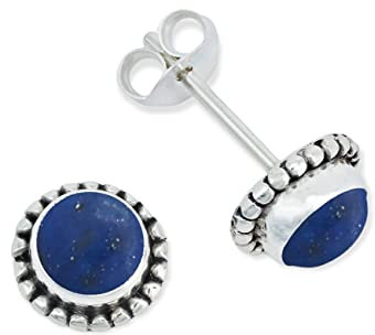 Ohrstecker 925 Silber Lapis Lazuli blauer Stein Edelstein Ohrringe echt Silber Damen Sterling Silber Stecker Geschenk(MOS-025-06)