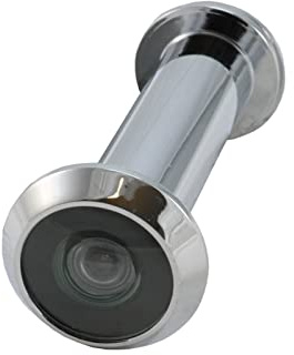 Satin Chrome 180 Degree Door Viewer with Glass Lens and Privacy Cover - Extra Long 55-100mm