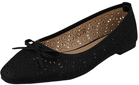 Spot On Damen Ballerina Flache Schuhe F80460, Schwarz , 39 EU