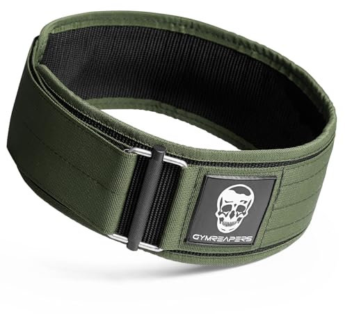 Gymreapers Schnellverschluss-Gewichthebergürtel für Bodybuilding, Kraftdreikampf, Cross-Training – 4-Zoll-Neopren mit Metallschnalle (Ranger Green, Groß)