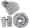 Yutdeng Damen Knit Mütze Schal Handschuhe Winter Warm Set Strickmütze Kombiset Beanie Loop Schal Strickset Touchscreen Mode Geschenk,Grau,One Size