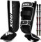 RDX Protège Tibia Boxe Thai Kick Boxing Arts Martiaux MMA D'entraînement, Maya Hide Cuir Kara Protege Tibia Muay Thai Krav Maga Sparring BJJ Karaté et Combat Libre Training Pied Protection