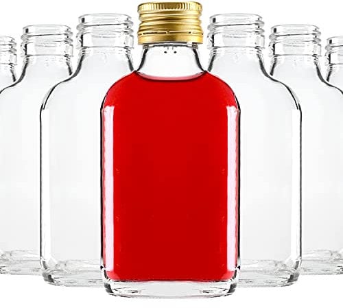 SUPERBUTELKI.PL Mini Glasflaschen - Glasflaschen für Säfte und Getränke - Glasflaschen mit Korken - Glasgeschenkflaschen (100, 100 ml)