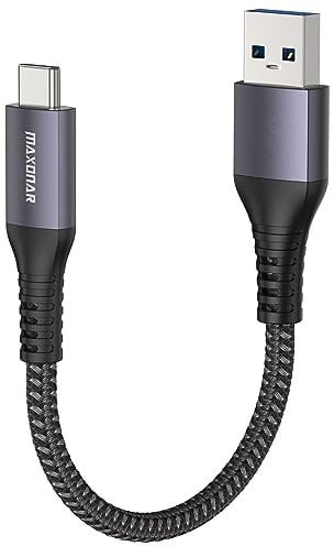 Maxonar USB C Kabel Kurz 20cm/0.2M 10Gbps USB3.2 Gen2 Datenkabel Typ C Android Auto QC3.0 3.1A USB A auf C Schnellladegerät für Samsung Note20 Galaxy S24/S23/S22/S21/S20 Z Fold 6 Tab S9 Pixel 9/9Pro